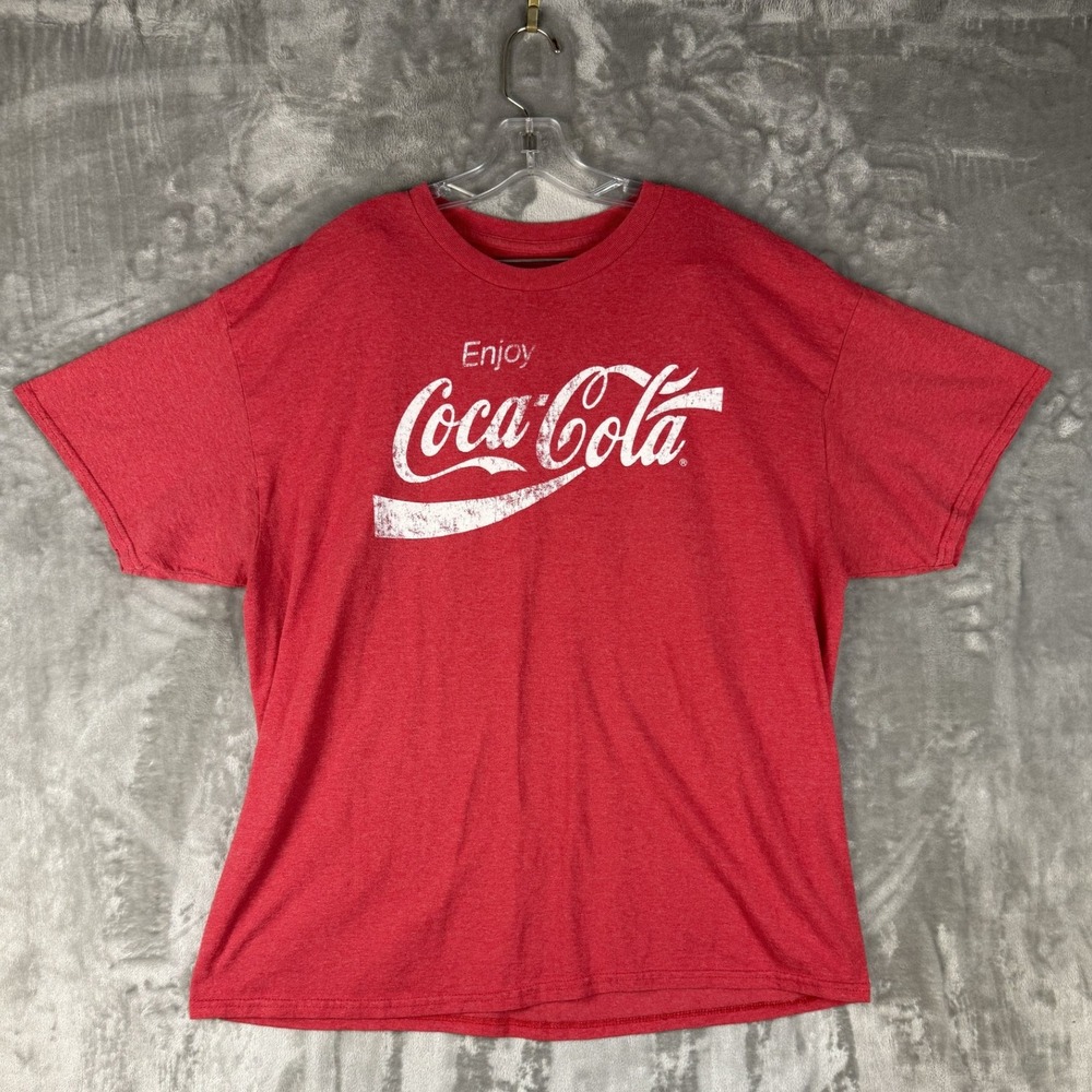 Coca Cola Enjoy Red Graphic T Shirt Mens‎ XL Heathered Cotton Polyester